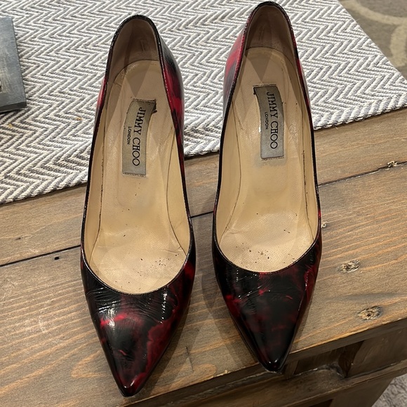 Tie Dye Patent Red Jimmy Choo Heels size 37 - Picture 2 of 6